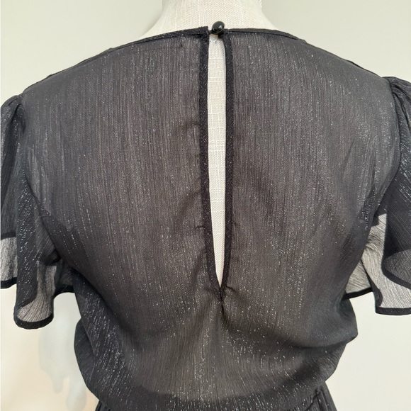 Mi Ami Sheer Metalic & Black Mini Dress, Size Medium - Picture 7 of 15